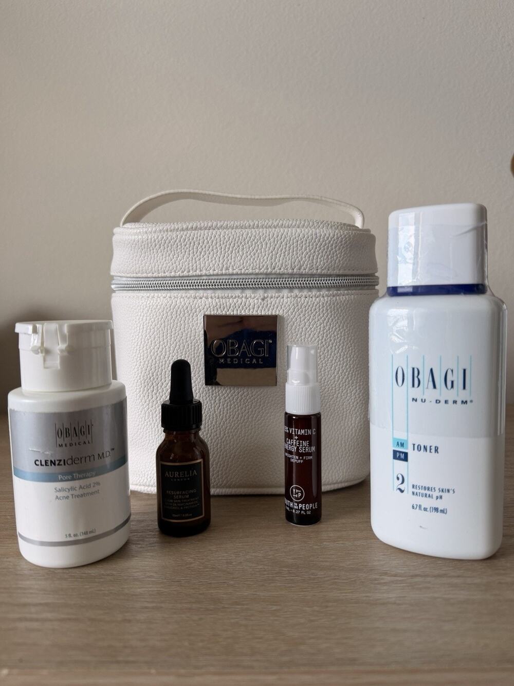 Obagi Skincare Set Clenziderm Toner Cosmetic Bag + Aurelia & YTTP Samples